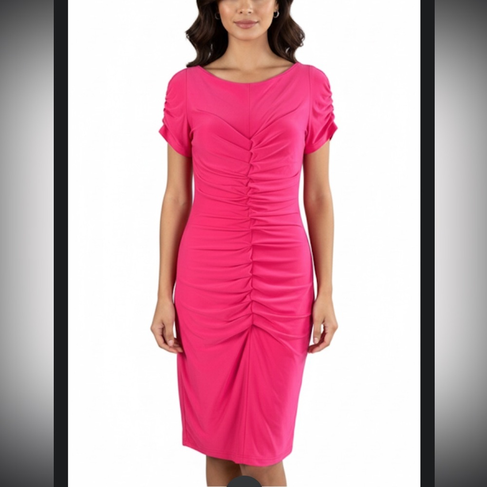 Joseph Ribkoff Elegant Pink Ruched Dress size 6